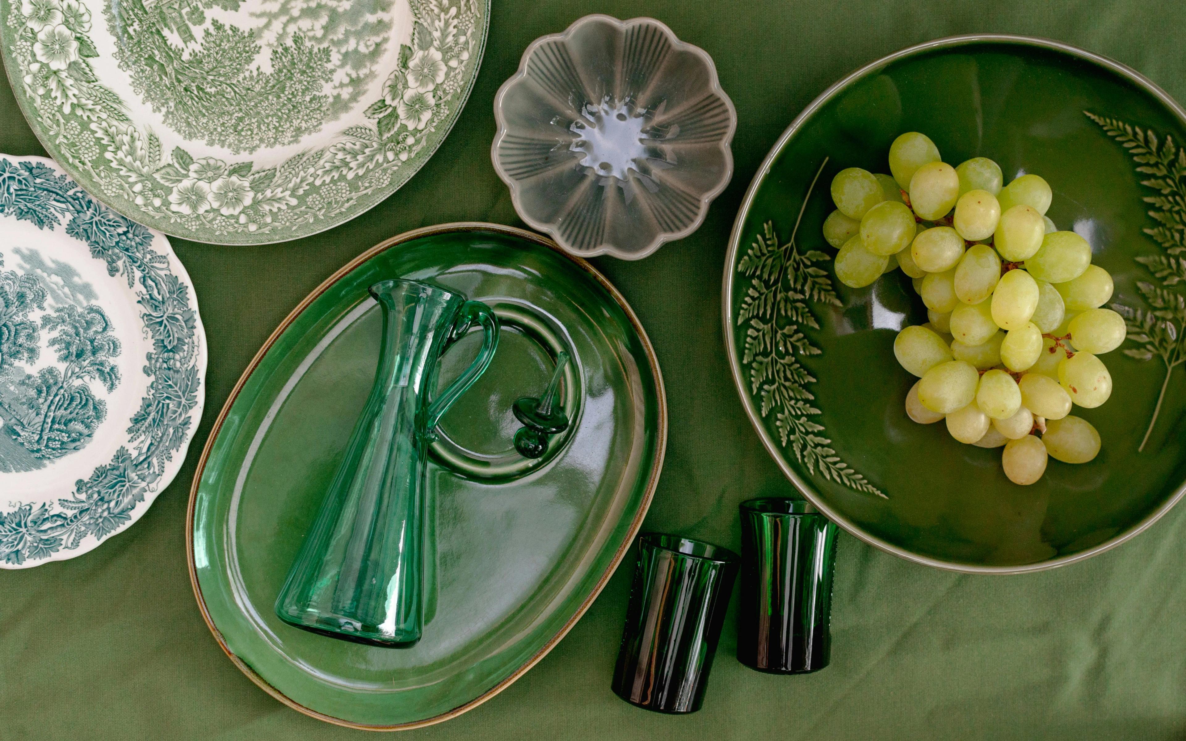 bazar picco service de table vintage vert